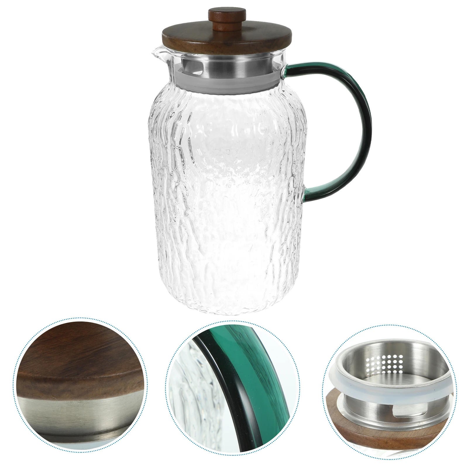 

1.5L Large Glass Water Pitcher With Spout Lid Cold Beverage Jug For Fridge Tea Juice Household Kitchen Drink Container