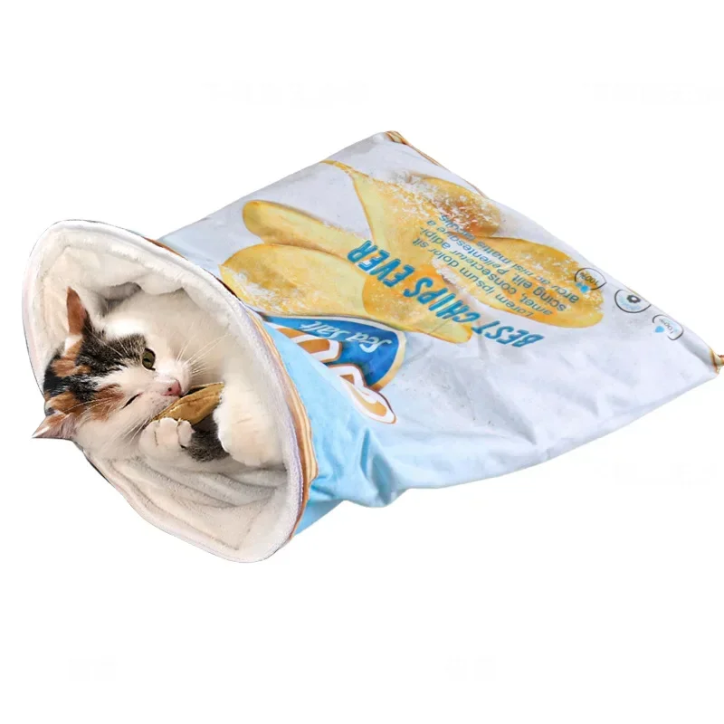 Cat beds that make noise Warm Cat Sleeping Bag Deep Sleep Cave Winter Removable Pet House Bed for Cats Dogs Nest Cushion