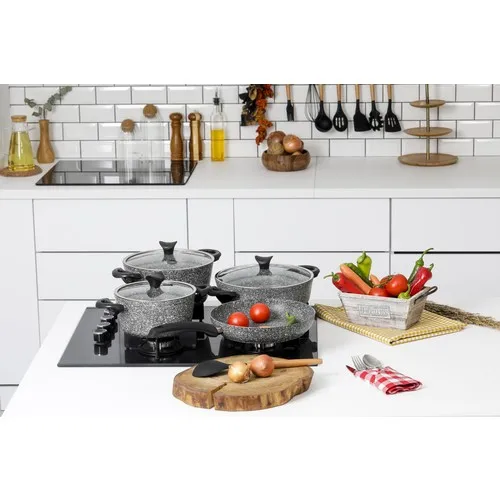 Crown Master Cook 4-Piece 7 Piece Granite Cookware Set Gray