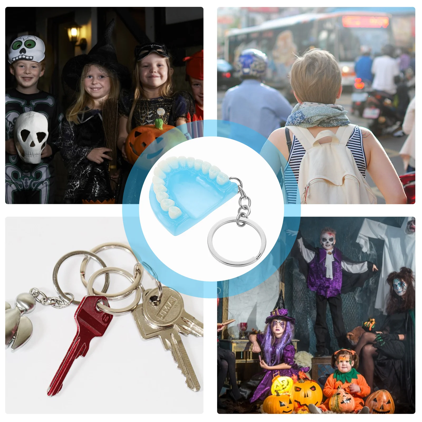 

Denture Design Spooky Keychain Halloween Decoration Party Favors Fake Teeth Pendant