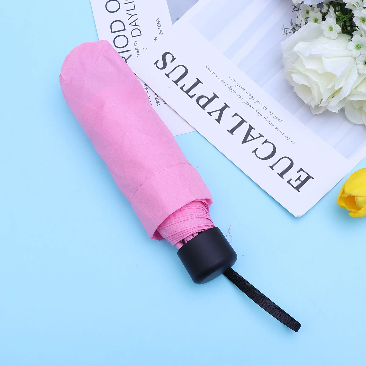 

1Pcs Compact Folding Umbrella Lightweight Portable 5 Ribs Anti-Uv Waterproof Sunshade Rain Shelter Travel Umbrella for Women