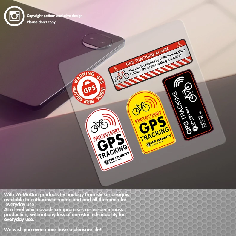 

GPS Tracking Alarm Sticker MTB Road Bike Scooter Motorcycle Anti-Theft Decal Warning Reflective Paster For Bicycle Accessories