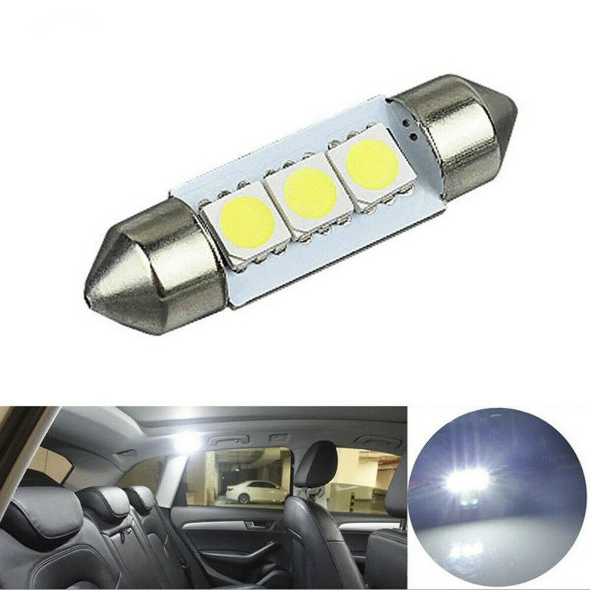 14Pcs LED Interior Package Kit for T10 36mm Map Dome License Plate Lights White