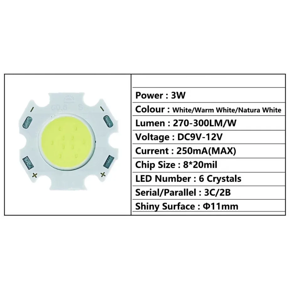 YzzKoo LED Source Chip 3W 5W 7W 10W Super Power LED COB Side 11mm 20mm Light Bulb Light Lamp Spotlight Down Light Lamps White