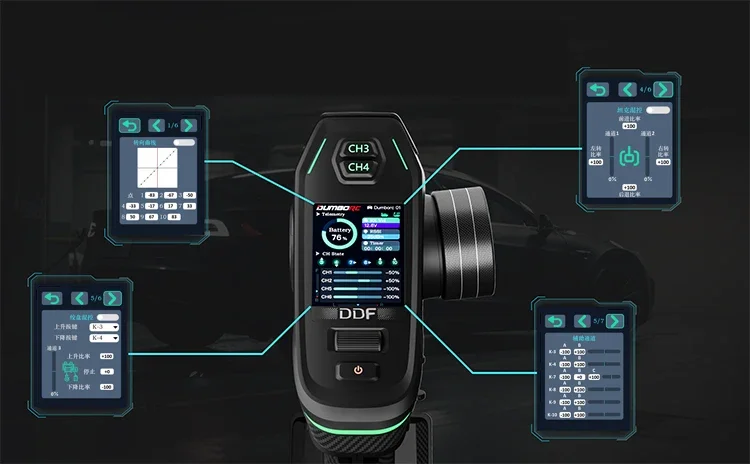 DUMBORC DDF-350 10CH الارسال 2.4G 10 قناة تحكم عن بعد P10F P6DCG الدوران استقبال ل الانجراف سيارة خزان قارب لعبة روبوت