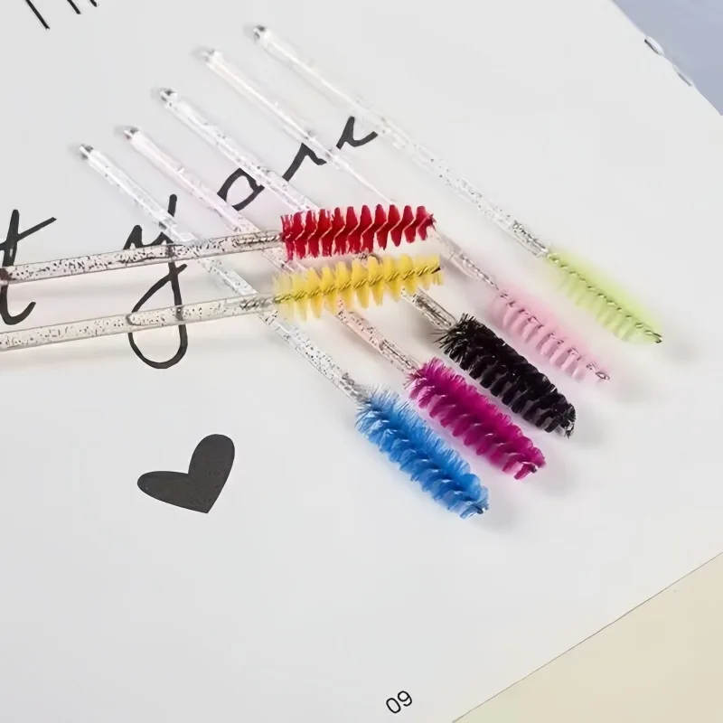 Brosse à cils en spirale, tige solide en cristal, peigne à greffage, recourbe-cils, outil de beauté, sourcils, 50
