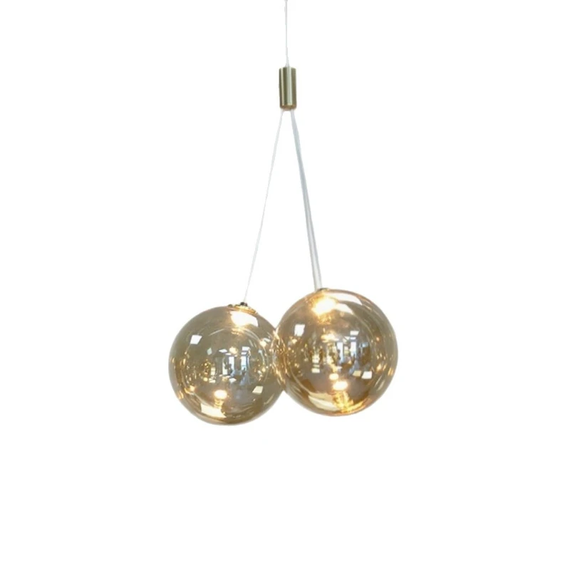 

Nordic postmodern chandelier living room dining room cafe three heads glass bubble European hanging line three heads