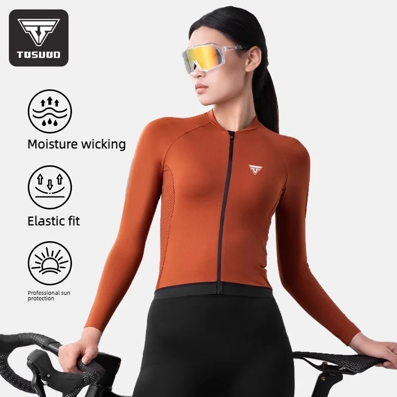 

TOSUOD Women's Summer Cycling Jersey - Quick-Dry Cycling Top for Biking and Outdoor Sports - Long Sleeve