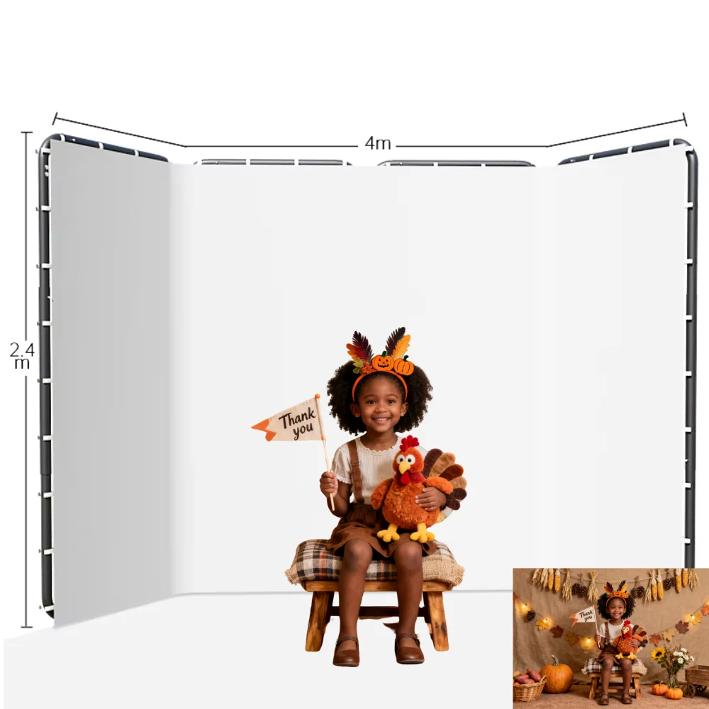 Foldable Green White Screen Photo Booth 2.4X4M Large Chroma Key Backdrop Quick Setup Film Maker Festival Christmas Party