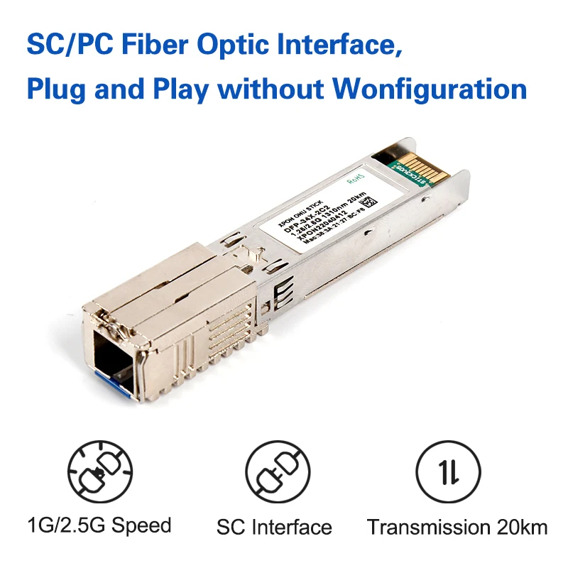 Imagem -05 - Xpon Onu-stick Módulo Sfp 125g 25g com Mac Pppoe 1310nm 1490nm Conector sc 20km Ept Onu Mac Xpon = Epon Gpon