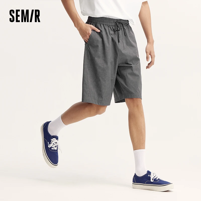 Semir Casual Mid-Length Pants Men 2024 Summer New Solid Color Simple Straight Shorts With Drawstring High-Quality Textured Feel