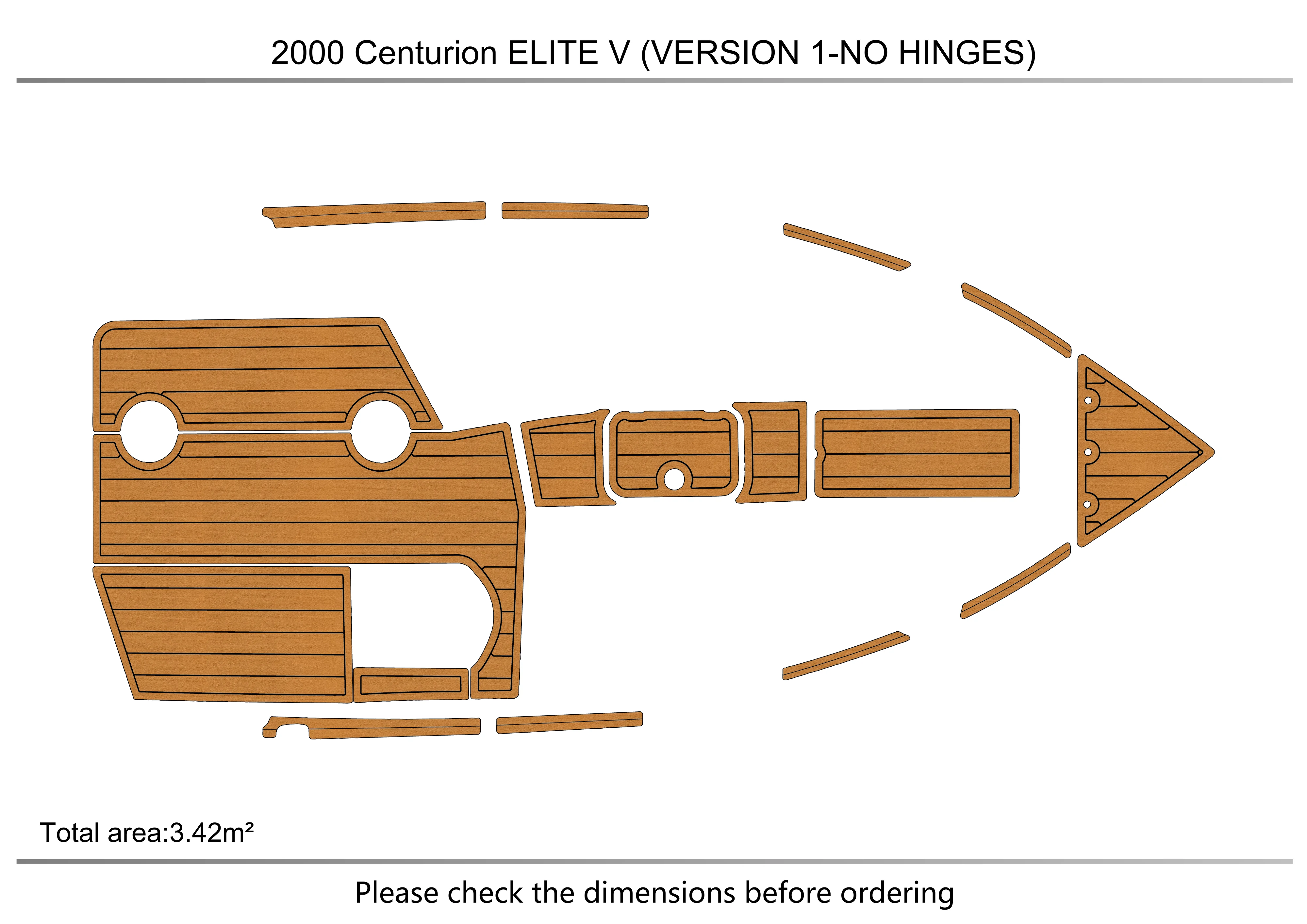 Eva foam Fuax teak seadek marine floor For 2000-2004 Centurion ELITE V Cockpit bow 1/4