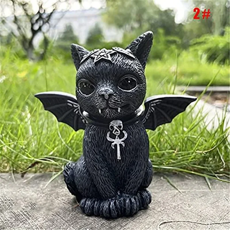 

1pc Black Cat Statue Mysterious Cute Cat Witch Cat Figurine Witches Decor Desk Ornament Hand-Painted Sculpture for Halloween