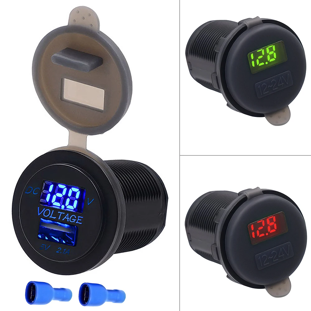 

Motorcycle Cigarette Lighter Dual USB Charger Socket Charger LED Digital Voltmeter Meter Power Plug For Car Motorbike Scooter