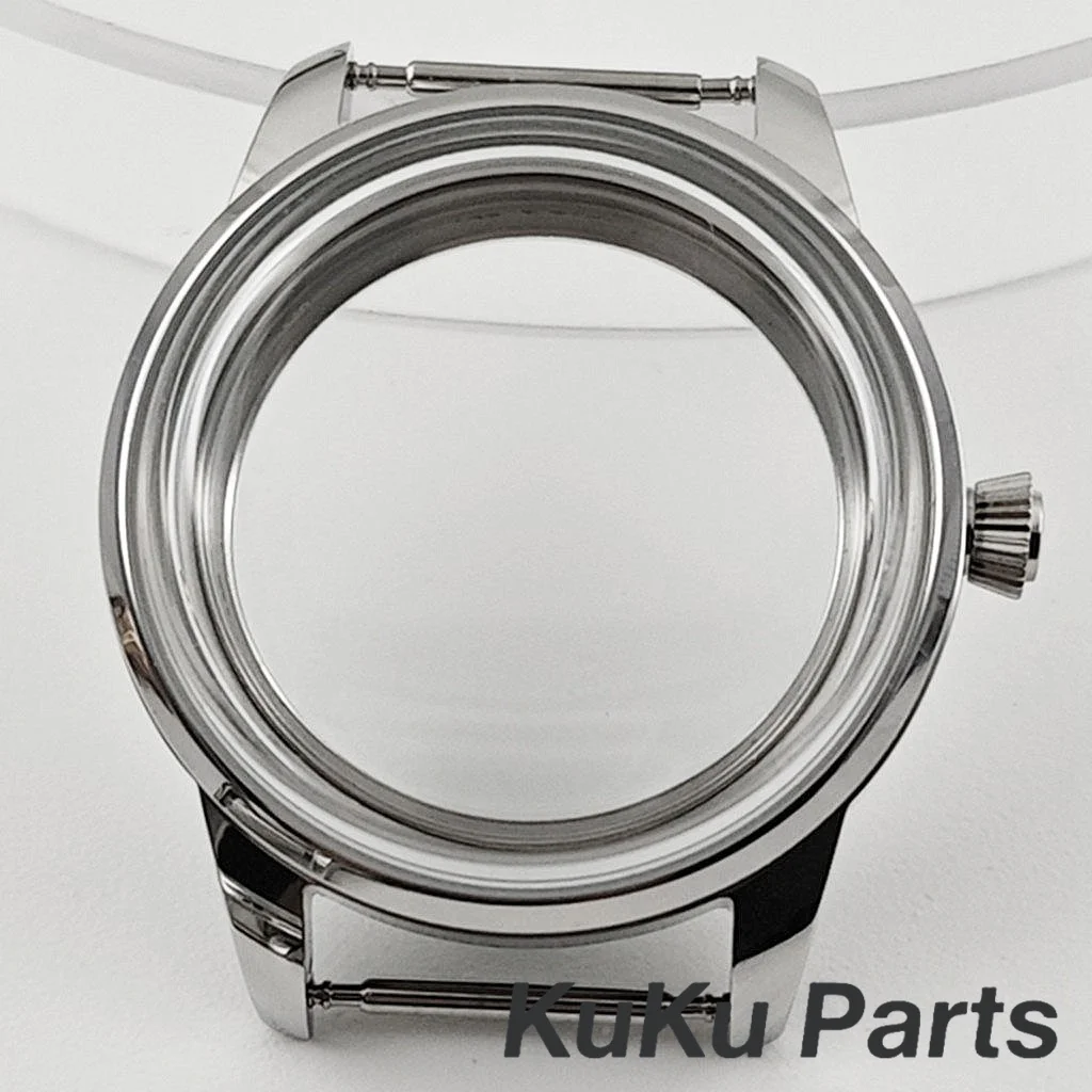 Silver S Crown NH35 33MM Cocktails Stainless Steel Watch Case Fit NH35 NH36 NH38 Movement Arch Glass Transparent Backcover Case