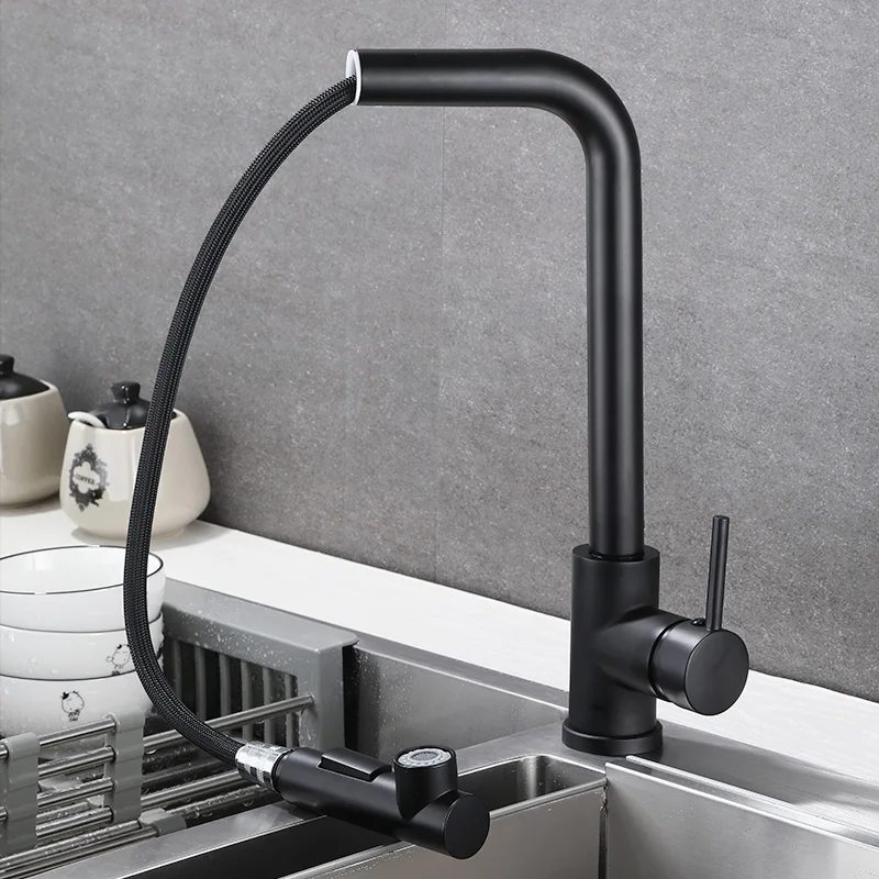 Luanniao Kitchen Faucet Deck Mounted Mixer Tap 360 Degree Rotation Stream Sprayer Nozzle Kitchen Sink Hot Cold Taps Pull-Out