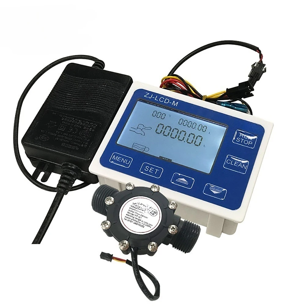 ZJ-LCD-M 1 Inch Flow Meter Controller with Solenoid Valve Digital LCD Water Flow Control for Beverage & Beer Filling