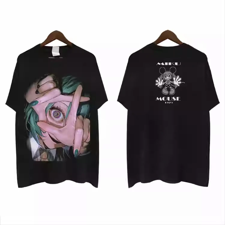 ملابس أنيمي قطنية 100% دافئة ومريحة لعام 2025 كاملة الأوقات ملابس كلاسيكية كبيرة الحجم ملابس الشارع الشهير تي شيرت جرافيك ملابس رجالية #6