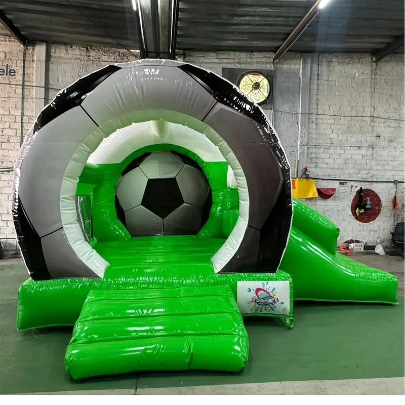 Inflatables Manufacturer Soccer Ball Jumper Soccer Sport Bouncy Castle Football Bounce House with Slide Combo