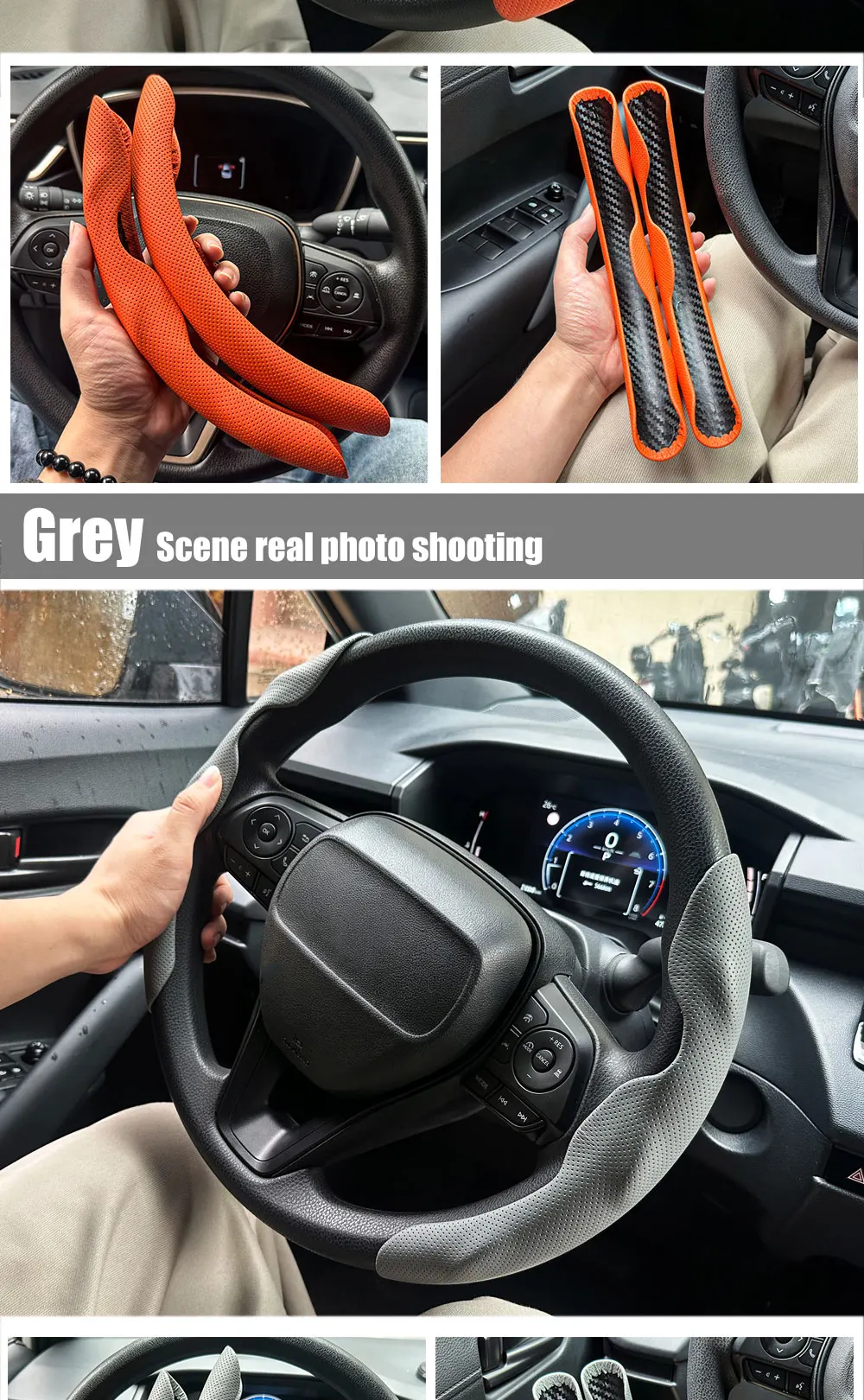2PCS Auto Lenkrad Abdeckungen Booster Micro Faser Leder Auto Innen Dekorative Zubehör Glänzend Carbon Faser Aussehen – Detail 3