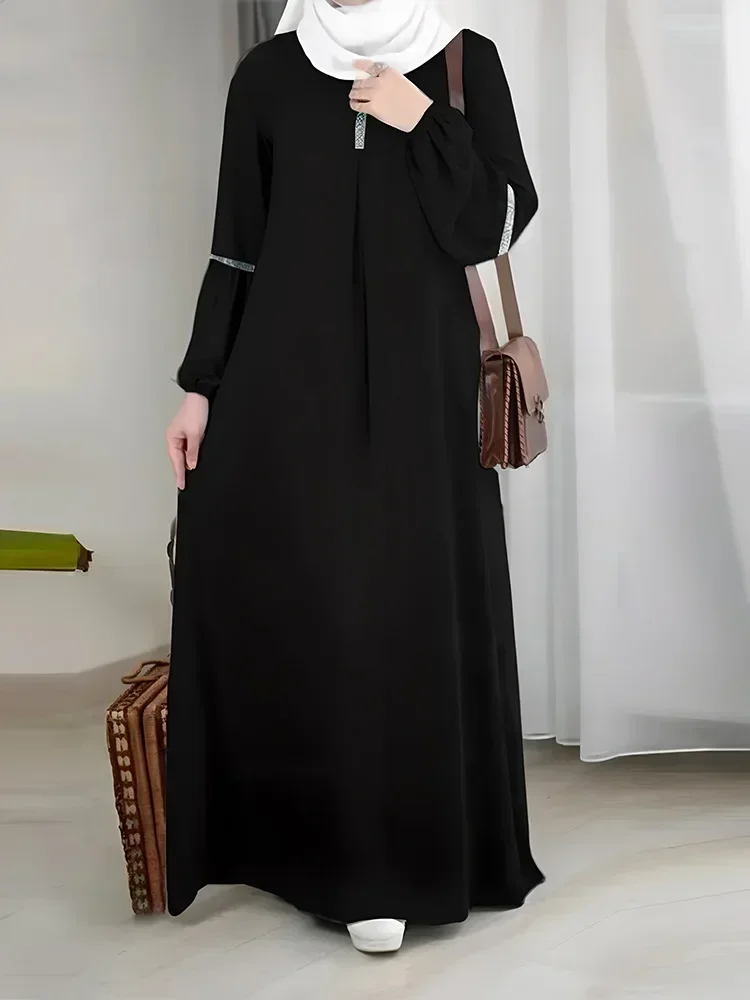 Fashion Long Sleeve Muslim Maxi Dresses for Women Saudi Arabia Dubai Abaya Party Casual Sequin Sundress Casual Morocco Kaftan