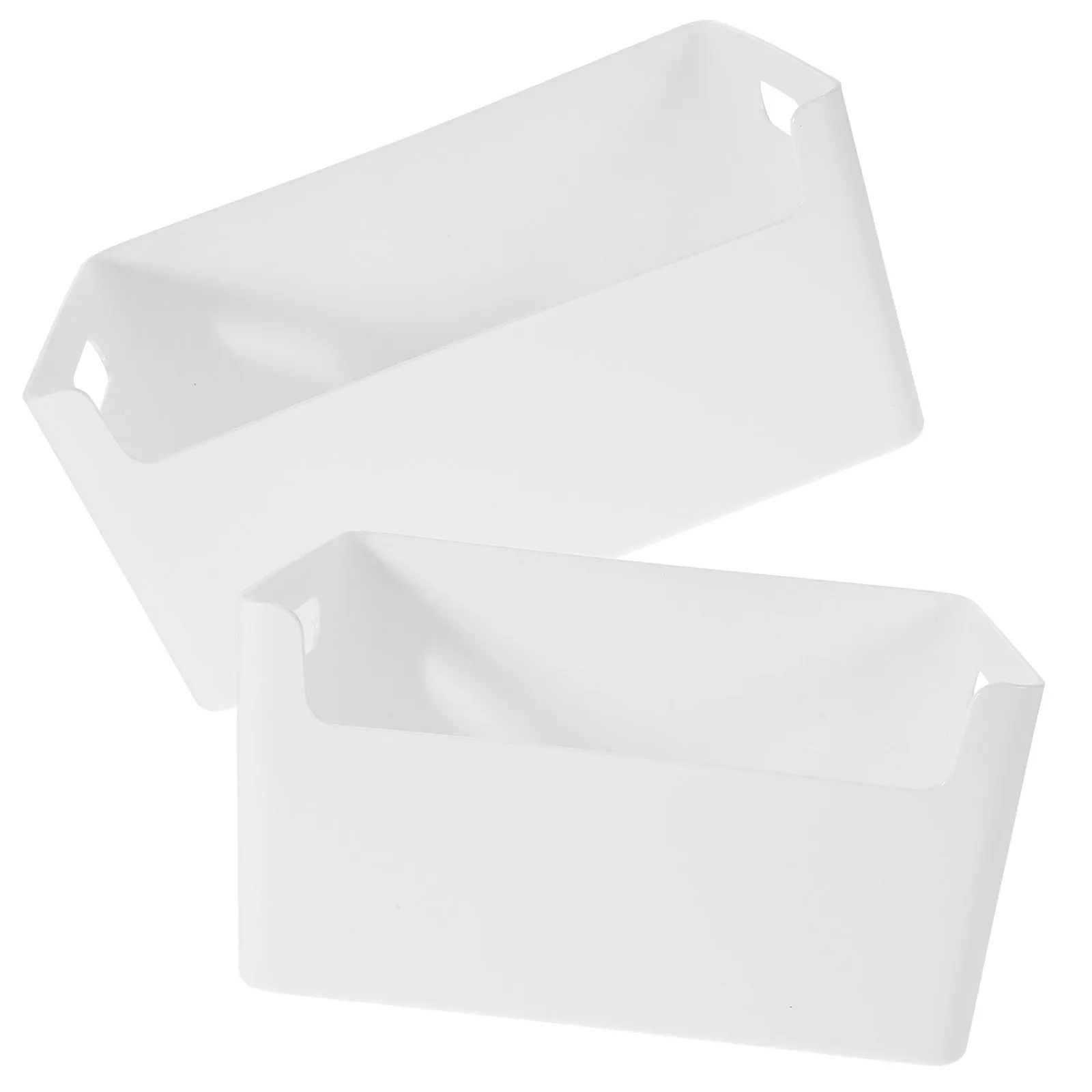 

2Pcs White Large+XLarge PP Material Storage Baskets Desktop Organizer Bathroom Dorm Kitchen Containers Plastic Bins