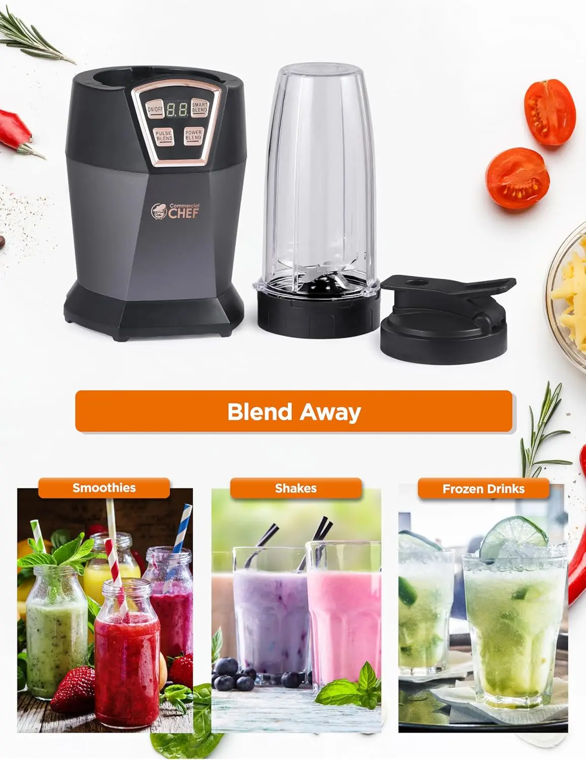 1000W Personal Blender with 3 Modes, 6 Stainless Steel Blades & LED Display – Perfect for Smoothies, Shakes, and More