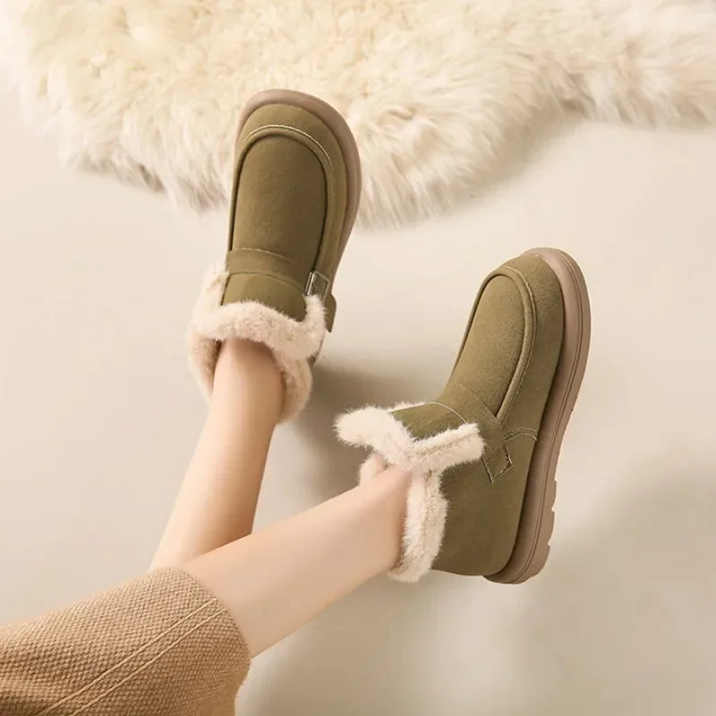 35-42 أحذية الثلوج الكبيرة المرأة 2025 شتاء جديد فو الجلد المدبوغ سميكة زائد حذاء من الجلد النساء في الهواء الطلق عدم الانزلاق أحذية قطنية مقاومة للماء #5