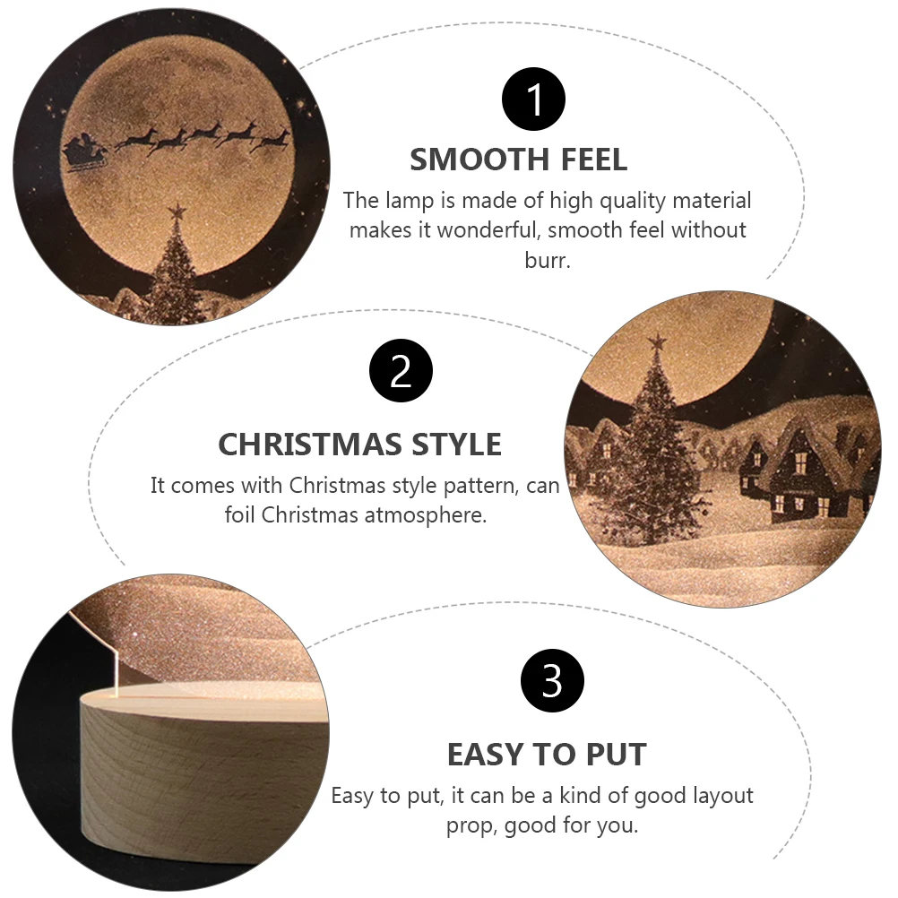 

Household Santa Claus Night Light Christmas Dining Table Decor Vintage Beech Color LED Lamp