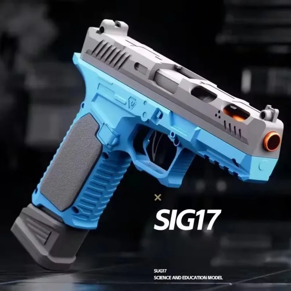 SIG17 Shell Ejecting Soft Bullet Gun, Mechanical Toy Empty Hanging Pistol Outdoor Shooting Game Educational Model Toy for Adult