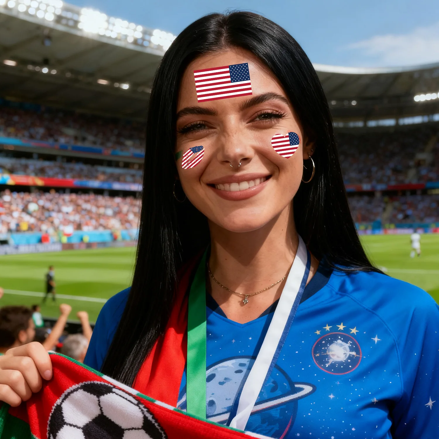 Football Fan Body Art Tattoo, National Flag Face Sticker for Sports Events, Country Flag Temporary Tattoos for Party