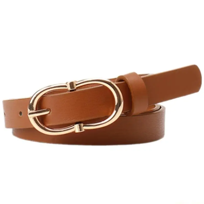 31BF Stylish PU Leather Belt Simple Waist Chain with Buckle for Daily Commutes