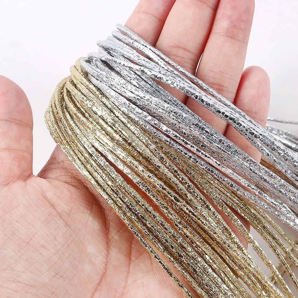 

2m 2mm PU Leather Cracked Laser Leather Rope Diy Necklace Jewelry Round Ribbon Tag Cord Diy Accessories Laser Rope
