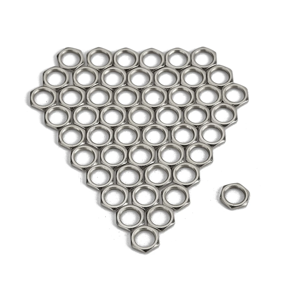 

50 Pcs Zinc Alloy Fine Tooth Nut Light Nut Thin Nut 8mm for Instrument Guitar Bass Socket Jack (Silver)