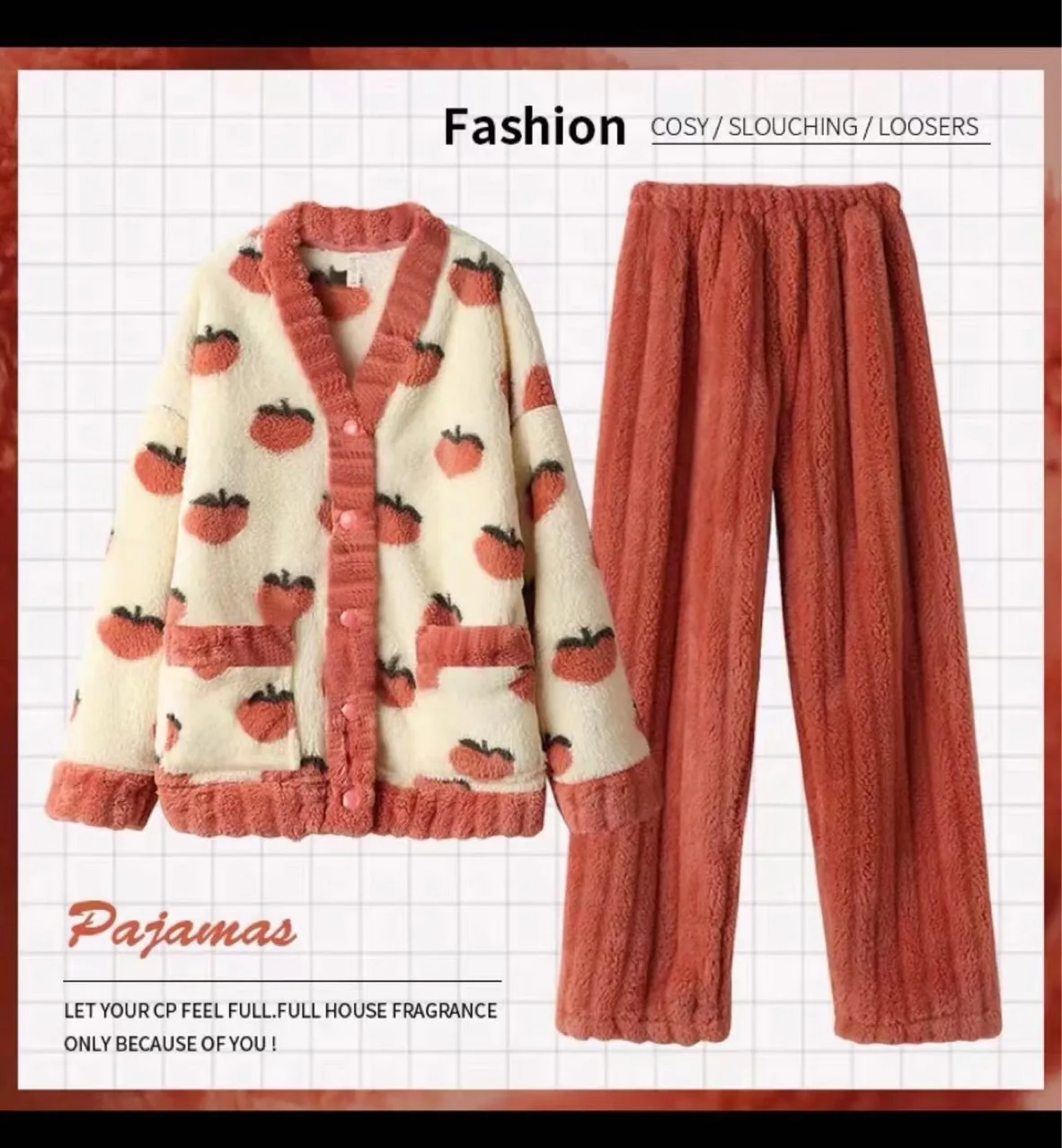 الخريف والشتاء سميكة الصيني الاسود الخوخ ملابس خاصة الفتيات السراويل طويلة الأكمام الصغيرة عبق الفانيلا دعوى ملابس المنزل سميكة و