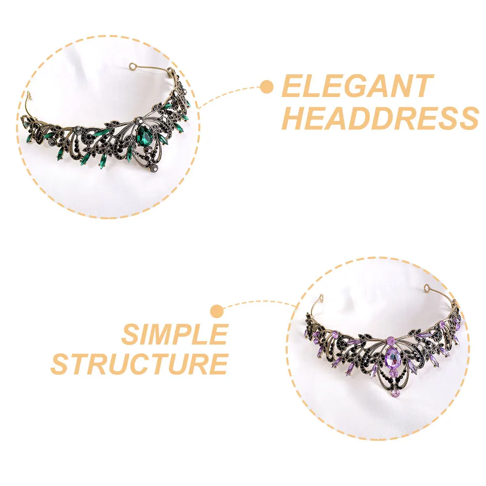 

2pcs Leaf Crown Hair Accessories Bridal Bridal Headdress Tiara Women Party Crown Rhinestone Wedding Headpiece