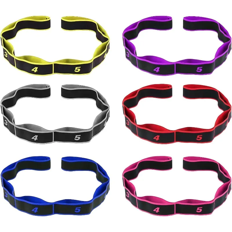 8 Sections Pilates Fitness Training Tension BeltYoga Stretch Resistance Bands High Elastic Belt Dance Yoga Assisted Stretching