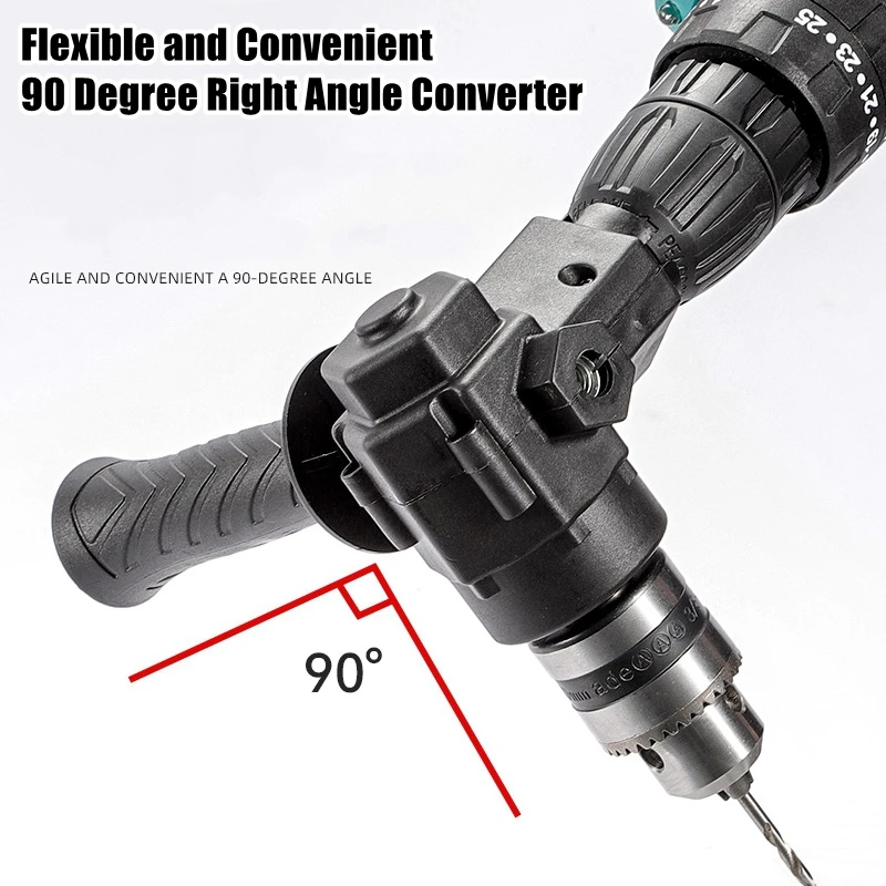 

90° Three Jaw Chuck Corner Impact Drill Adapter Right Angle Bend Extension Chuck Drill Adapter Right Angle Converter Accessory