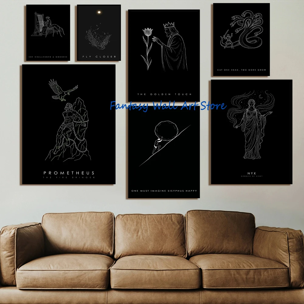 Greek Mythology Wall Art Ancient Greek Revelation Stories Minimalist Poster Philosophy Canvas Painting Wall Pictures Home Decor