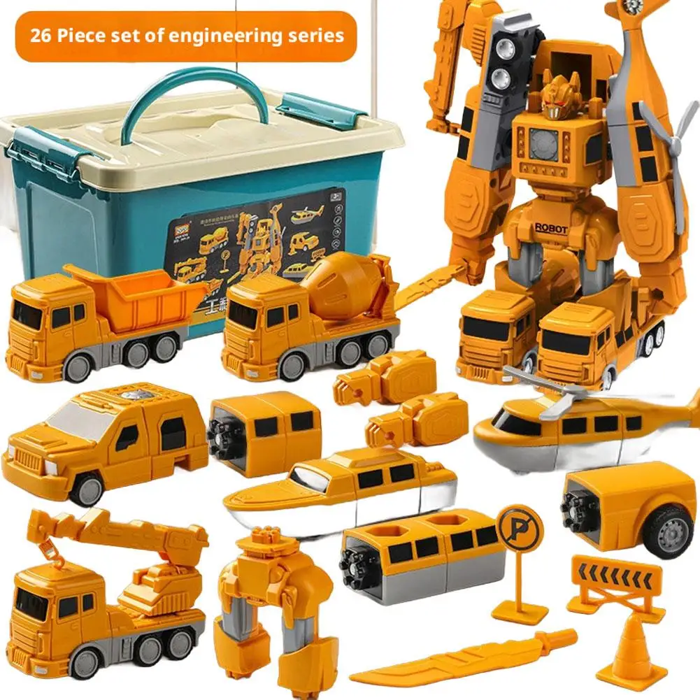 

Children Magnetic Toy Car Boy Building Block Assembly Engineering Vehicle Transforming Puzzle King Kong Robot Kid Activities Toy