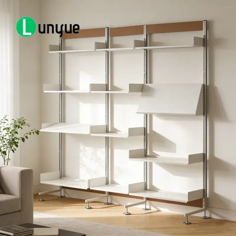 White Minimalist Modular Track Wall Shelving System Adjustable Durable Metal Shelves for Bedroom and Food Storage