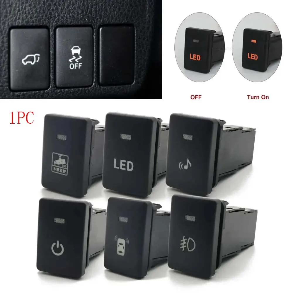 Car Orange LED Light Fog Lamp Radar Folding Mirror Music Switch Button For Toyota Land Cruiser PRADO Camry 50 Altis RAV4