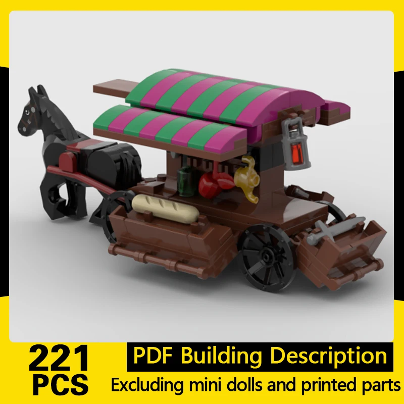 Medieval Castle Model MOC Building Bricks Village Trade Cart Modular Technology Gifts Holiday Assemble Children Toys Suit