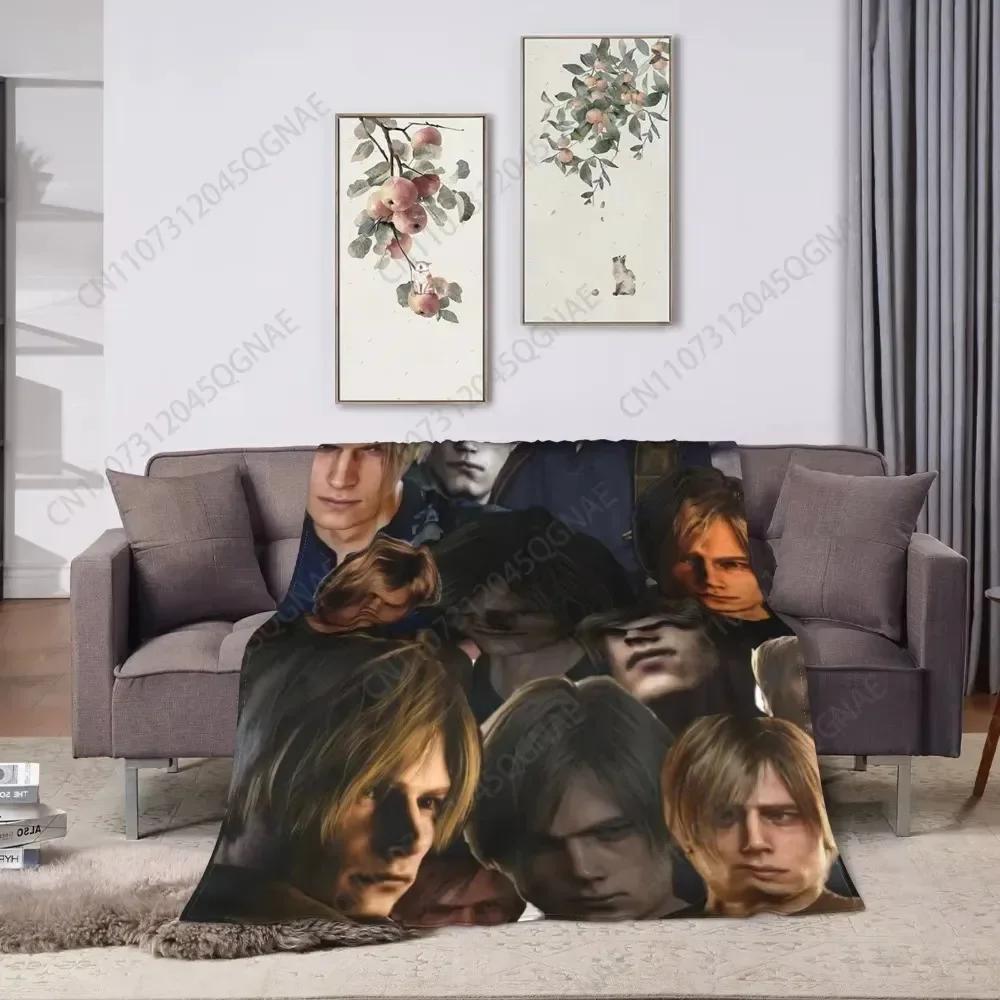 Leon Kennedy Collage Plush Blanket Girls Boys Flannel Throw Blanket For Living Room Soft Custom Quality Bedspread Birthday