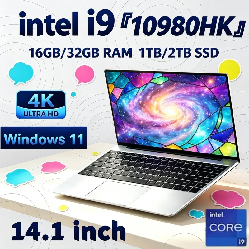 Intel Core I9 10980HK 14.1 Inch Smart Laptop 8C 16T 2.4 5.3GHz 16MB 45W 32GB 2TB M.2 SSD Gaming Notebook Office