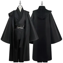 Japanese Anime Samurai Costume Children's Halloween Party Stage Cosplay Wardress Unisex Black Hooded Cape Birthday Gift Suit
