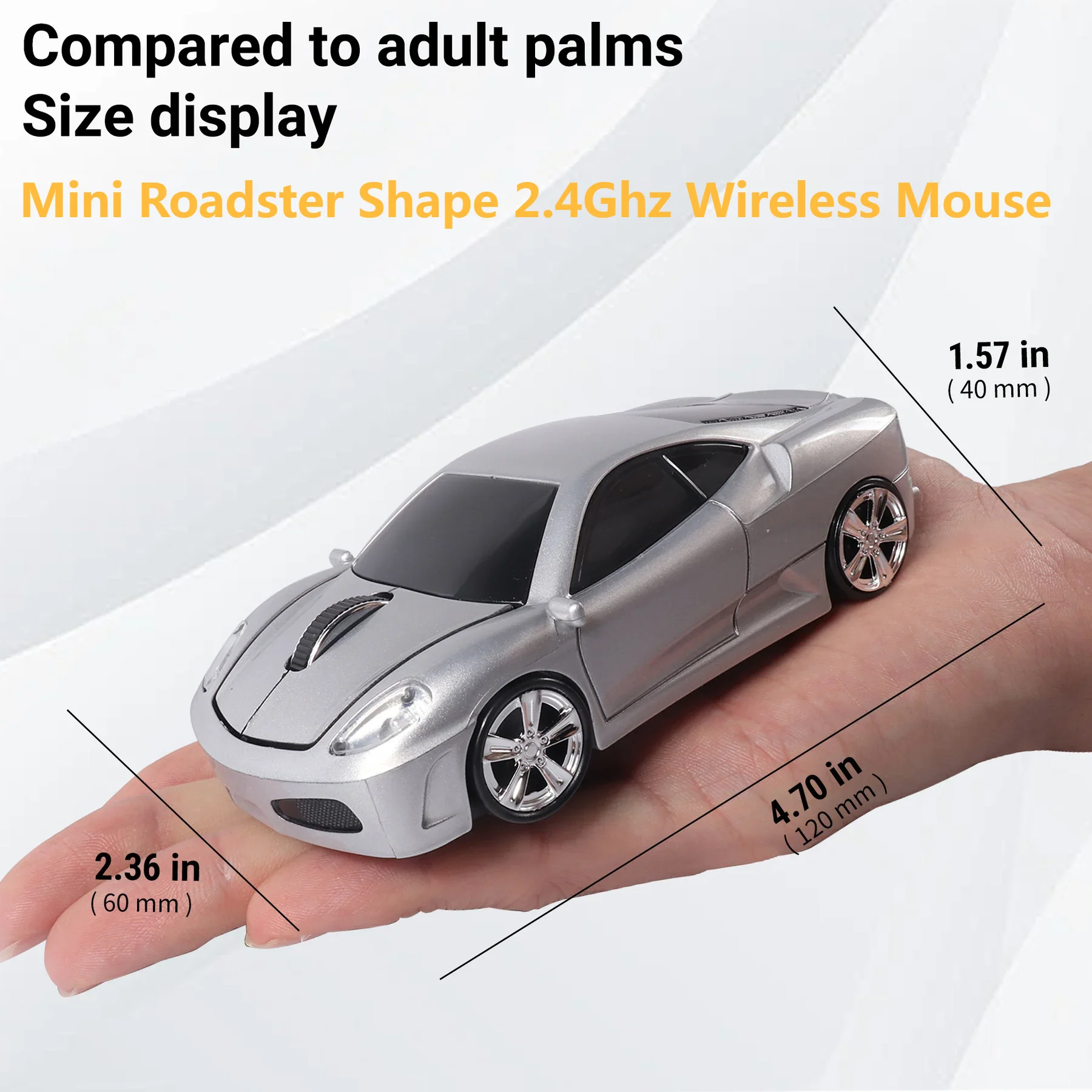 Portable Optical Ergonomic Auto Game Computer Mice Mini Roadster Shape 2.4Ghz Wireless Mouse For Laptop Tablet Desktop Kids Gift