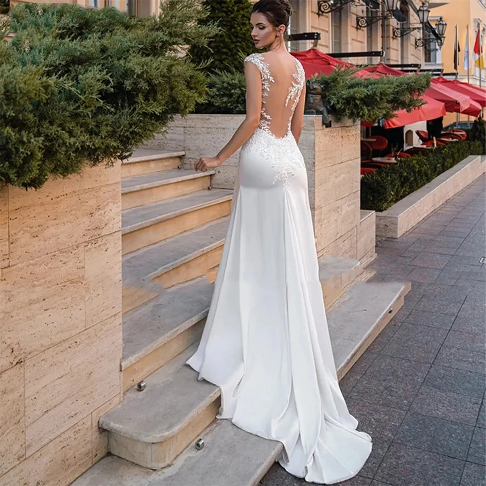 Eleganti abiti da sposa Sweetheart Mermaid senza maniche Backless abiti da sposa Vestidos De Novia 2024 abiti con spacco laterale per le spose