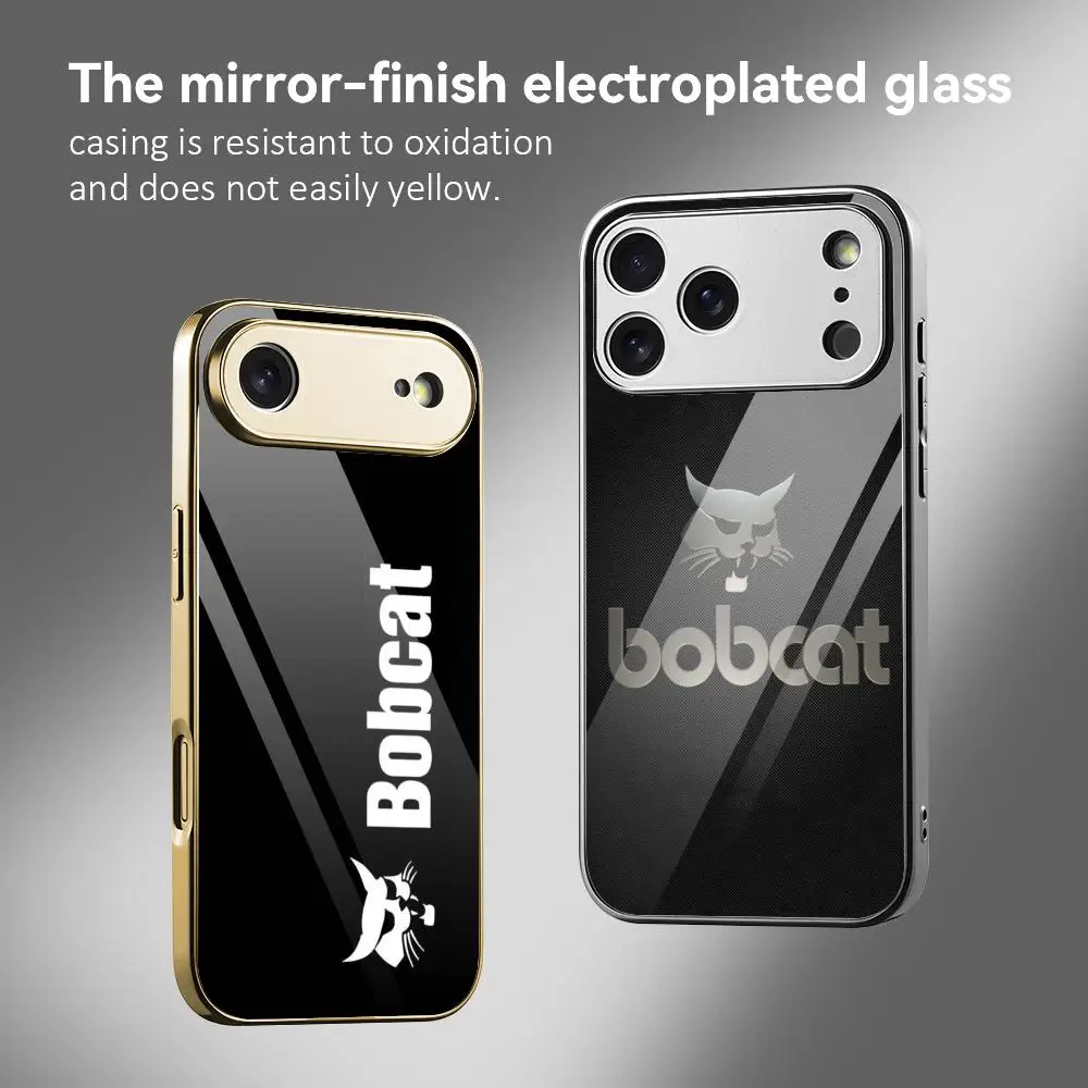 B-Bobcat Logo Phone Case For IPhone 17 16 15 14 13 12 Pro Max Plus Electroplated Metal Bumper Shockproof Case