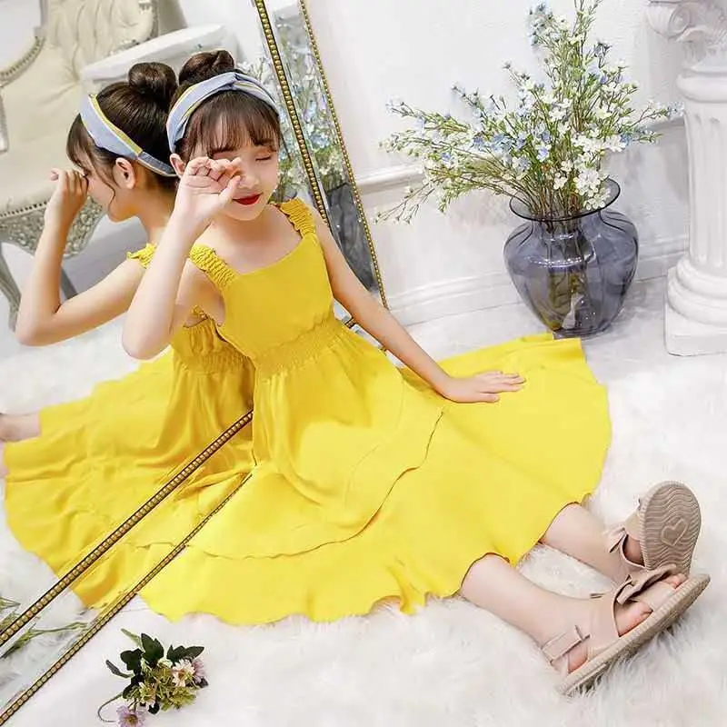 

New 3-12T Children Summer Chiffon Dress Princess Dress Wedding Bridesmaid Formal Occasion Long Birthday Party Dress Chiffon Dres